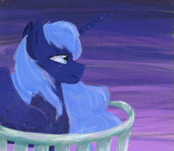 Size: 585x508 | Tagged: safe, artist:amber flicker, character:princess luna, lunadoodle, dusk, female, oil painting, queen luna, solo, traditional art, twilight (astronomy)