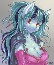 Size: 1000x1200 | Tagged: safe, artist:m@k, character:sonata dusk, species:anthro, breasts, busty sonata dusk, cleavage, cute, female