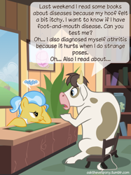 Size: 500x667 | Tagged: safe, artist:adiwan, character:doctor fauna, species:cow, ask the vet pony, bull, cloven hooves, hypochondria, male