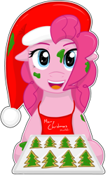 Size: 701x1140 | Tagged: safe, artist:missitofu, character:pinkie pie, christmas, cookie
