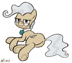 Size: 1280x1132 | Tagged: safe, artist:derkrazykraut, character:mayor mare, species:earth pony, species:pony, dock, glasses, plot