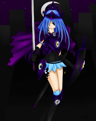 Size: 2540x3200 | Tagged: safe, artist:manhunterj, character:princess luna, female, high res, humanized, shield, solo, sword, weapon