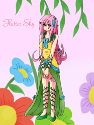 Size: 2549x3413 | Tagged: safe, artist:manhunterj, character:fluttershy, clothing, dress, high res, humanized