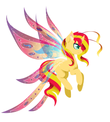 Size: 2700x3000 | Tagged: safe, artist:fuyusfox, character:sunset shimmer, species:breezies, species:pony, beautiful, breeziefied, cute, diabreezies, female, horn, simple background, smiling, solo, species swap, transparent background, wings