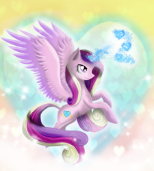 Size: 900x1000 | Tagged: safe, artist:chanceyb, character:princess cadance, female, flying, heart, love, magic, solo
