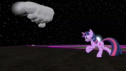 Size: 1280x720 | Tagged: safe, artist:kwark85, character:twilight sparkle, 3d, 3d model, charge, crossover, fight, final boss, final destination, fist, hand, master hand, super smash bros.