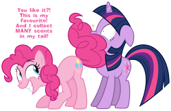 Size: 4994x3247 | Tagged: safe, artist:zutheskunk traces, character:pinkie pie, character:twilight sparkle, absurd resolution, inkscape, simple background, tail, transparent background, vector, vector trace, wide eyes