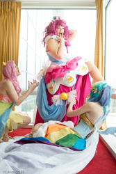 Size: 600x900 | Tagged: safe, artist:dust-bunny, artist:flying-fox, artist:koi-ishly, character:fluttershy, character:pinkie pie, character:rainbow dash, species:human, cosplay, irl, irl human, photo