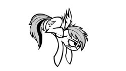 Size: 1280x720 | Tagged: safe, artist:lazy, character:rainbow dash, ask, ask dashed rainbow, female, monochrome, solo, tumblr