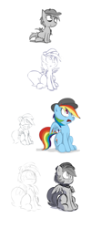 Size: 768x1920 | Tagged: safe, artist:lazy, character:rainbow dash, ask, ask dashed rainbow, clothing, female, hat, solo, tumblr