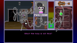 Size: 1600x900 | Tagged: safe, artist:herooftime1000, character:octavia melody, april fools, game, haunted, haunted house, kickstarter, octavia in the underworld's cello, pixel art, signature