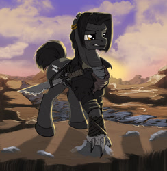 Size: 1280x1311 | Tagged: safe, artist:lucky dragoness, oc, oc only, fallout equestria, explicit source, machete, wasteland
