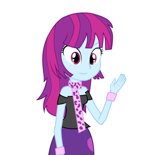 Size: 500x500 | Tagged: safe, artist:amante56, character:mystery mint, my little pony:equestria girls, animated, background human, clothing, cute, female, mysterybetes, scarf, smiling, solo, waving