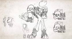 Size: 626x342 | Tagged: safe, artist:elosande, g1, concept art, g1 to g4, generation leap, lavan, monochrome, sunglasses, the fiends from dream valley, traditional art