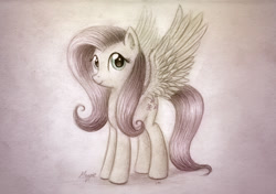 Size: 935x660 | Tagged: safe, artist:magfen, character:fluttershy, female, solo, traditional art