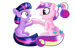 Size: 540x366 | Tagged: safe, artist:kuromi, character:princess cadance, character:twilight sparkle, filly, sunshine sunshine, teen princess cadance, younger