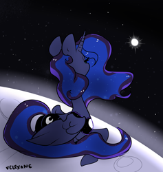 Size: 2923x3078 | Tagged: safe, artist:velexane, character:princess luna, 30 minute art challenge, female, moon, solo, space