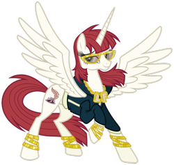 Size: 918x871 | Tagged: safe, alternate version, artist:tygerbug, artist:zutheskunk traces, oc, oc only, oc:fausticorn, species:alicorn, species:pony, bling, clothing, faustilicious, lauren faust, simple background, solo, swag, transparent background, vector, vector trace
