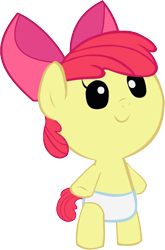 Size: 576x872 | Tagged: safe, artist:megarainbowdash2000, character:apple bloom, species:pony, baby, baby apple bloom, baby pony, diaper, female, foal, solo