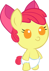Size: 1707x2465 | Tagged: safe, artist:megarainbowdash2000, character:apple bloom, species:pony, baby, baby apple bloom, baby pony, diaper, female, foal, solo