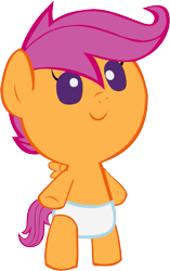 Size: 473x754 | Tagged: safe, artist:megarainbowdash2000, character:scootaloo, species:pegasus, species:pony, diaper, female, foal, solo