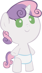 Size: 473x820 | Tagged: safe, artist:megarainbowdash2000, character:sweetie belle, baby belle, diaper, female, foal, solo, white diaper