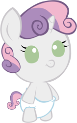 Size: 1438x2295 | Tagged: safe, artist:megarainbowdash2000, character:sweetie belle, species:pony, baby, baby belle, baby pony, diaper, female, foal, solo, white diaper