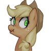 Size: 100x100 | Tagged: safe, artist:pohwaran, character:applejack, animated, discorded, female, icon, liar face, liarjack, picture for breezies, reaction image, scrunchy face, simple background, solo, transparent background