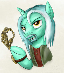 Size: 900x1031 | Tagged: safe, artist:rule1of1coldfire, character:lyra heartstrings, boromir, lord of the rings, mechanical hands, one does not simply walk into mordor, parody