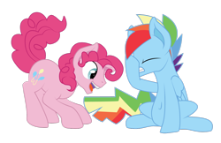 Size: 1600x1038 | Tagged: safe, artist:dr-whiskey, character:pinkie pie, character:rainbow dash, belly button, bubble berry, facehoof, rainbow blitz, rule 63