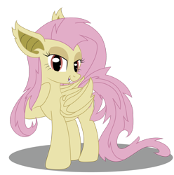 Size: 1600x1615 | Tagged: safe, artist:dr-whiskey, character:flutterbat, character:fluttershy, species:bat pony, species:pony, bedroom eyes, female, race swap, solo