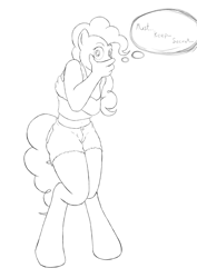 Size: 1280x1809 | Tagged: safe, artist:alixnight, character:pinkie pie, species:anthro, species:earth pony, species:pony, species:unguligrade anthro, dialogue, female, solo, speech bubble