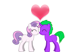 Size: 900x600 | Tagged: safe, artist:mk513, character:spike, character:sweetie belle, ship:spikebelle, female, heart, male, ponified, ponified spike, pony creator, shipping, straight
