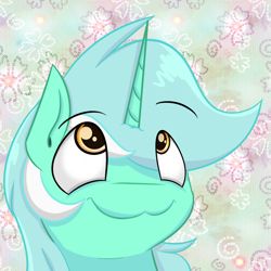 Size: 1024x1024 | Tagged: safe, artist:aidraws, character:lyra heartstrings, species:pony, species:unicorn, :3, bust, cute, female, floral design, floral print, guyra, looking up, pointy horn, portrait, sharp horn, smiling, solo
