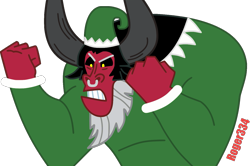 Size: 1419x943 | Tagged: safe, artist:roger334, character:lord tirek, species:elf, ponyscape, annoyed, hearth's warming, inkscape, male, parody, santa's little helper, simple background, solo, transparent background, vector