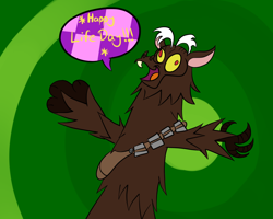 Size: 1000x800 | Tagged: safe, artist:turkleson, character:discord, chewbacca, crossover, holiday special, life day, star wars, star wars holiday special, wookiee