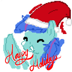 Size: 732x732 | Tagged: safe, artist:edrian, oc, oc only, oc:daydream, avatar, christmas, clothing, happy, happy holidays, hat, pixelated, santa hat, solo