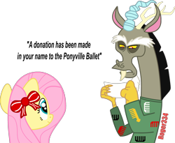 Size: 2451x2013 | Tagged: safe, artist:roger334, character:discord, character:fluttershy, ponyscape, episode:hearth's warming eve, g4, my little pony: friendship is magic, clothing, deception, inkscape, simple background, sweater, transparent background, vector