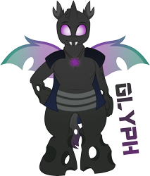 Size: 4527x5309 | Tagged: safe, artist:gray-gold, oc, oc only, oc:glyph, species:anthro, species:changeling, species:unguligrade anthro, absurd resolution, male, necklace, smiling, solo