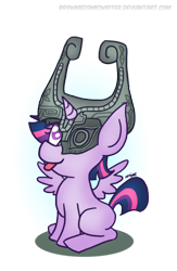 Size: 600x918 | Tagged: safe, artist:greenlinzerd, character:twilight sparkle, character:twilight sparkle (alicorn), species:alicorn, species:pony, crossover, cute, female, filly, fused shadow, mare, midna, midna sparkle, pun, simple background, solo, the legend of zelda, the legend of zelda: twilight princess, tongue out, transparent background, twiabetes, younger