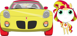 Size: 2582x1227 | Tagged: safe, artist:keronianniroro, character:sunset shimmer, my little pony:equestria girls, car, crossover, female, keronian, pontiac, pontiac solstice, sergeant frog, solo, species swap, wat