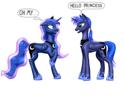 Size: 1280x1024 | Tagged: safe, artist:vasillium, character:princess luna, species:alicorn, species:pony, lunartemis, ponidox, prince artemis, rule 63, self ponidox, simple background, the fun has been doubled, white background