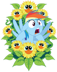 Size: 600x760 | Tagged: safe, artist:xkappax, character:rainbow dash, episode:do princesses dream of magic sheep?, beautiful, female, floppy ears, nightmare sunflower, screaming, solo, sunflower, uvula