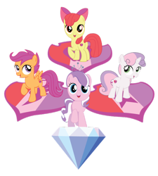 Size: 600x668 | Tagged: safe, artist:xkappax, character:apple bloom, character:diamond tiara, character:scootaloo, character:sweetie belle, species:pegasus, species:pony, episode:crusaders of the lost mark, g4, my little pony: friendship is magic, cutie mark, cutie mark crusaders, diamond, simple background, the cmc's cutie marks, transparent background