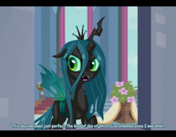 Size: 900x702 | Tagged: safe, artist:antych, artist:nexnox, character:queen chrysalis, species:changeling, episode:a canterlot wedding, g4, my little pony: friendship is magic, caption, changeling queen, fake, fake screencap, female, lyrics, scene interpretation, solo, song, text, this day aria