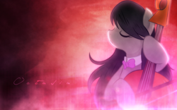 Size: 1920x1200 | Tagged: safe, artist:alexpony, artist:monochromaticbay, artist:vexx3, character:octavia melody, species:earth pony, species:pony, abstract background, cello, eyes closed, female, mare, musical instrument, solo, wallpaper