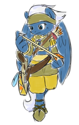 Size: 700x1115 | Tagged: safe, artist:brownie-bytes, character:night glider, species:anthro, archer, arrows, bow (weapon), clothing, crossover, female, final fantasy, solo