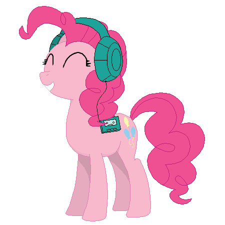 Size: 450x450 | Tagged: safe, artist:tomdantherock, character:pinkie pie, species:earth pony, species:pony, animated, cassette player, female, freestyle, gif, headbang, headphones, mare, music, simple background, smiling, solo, transparent background, walkman