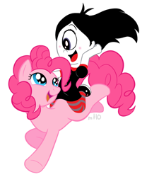 Size: 600x720 | Tagged: safe, artist:empty-10, character:pinkie pie, adorable face, crossover, cute, cyclops, diapinkes, iris (ruby gloom), ruby gloom, simple background, white background