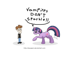 Size: 900x705 | Tagged: safe, artist:almairis, character:twilight sparkle, character:twilight sparkle (unicorn), species:pony, species:unicorn, angry, duo, edward cullen, female, male, mare, raised hoof, simple background, sparkling, transparent background, twilight (series), vampire